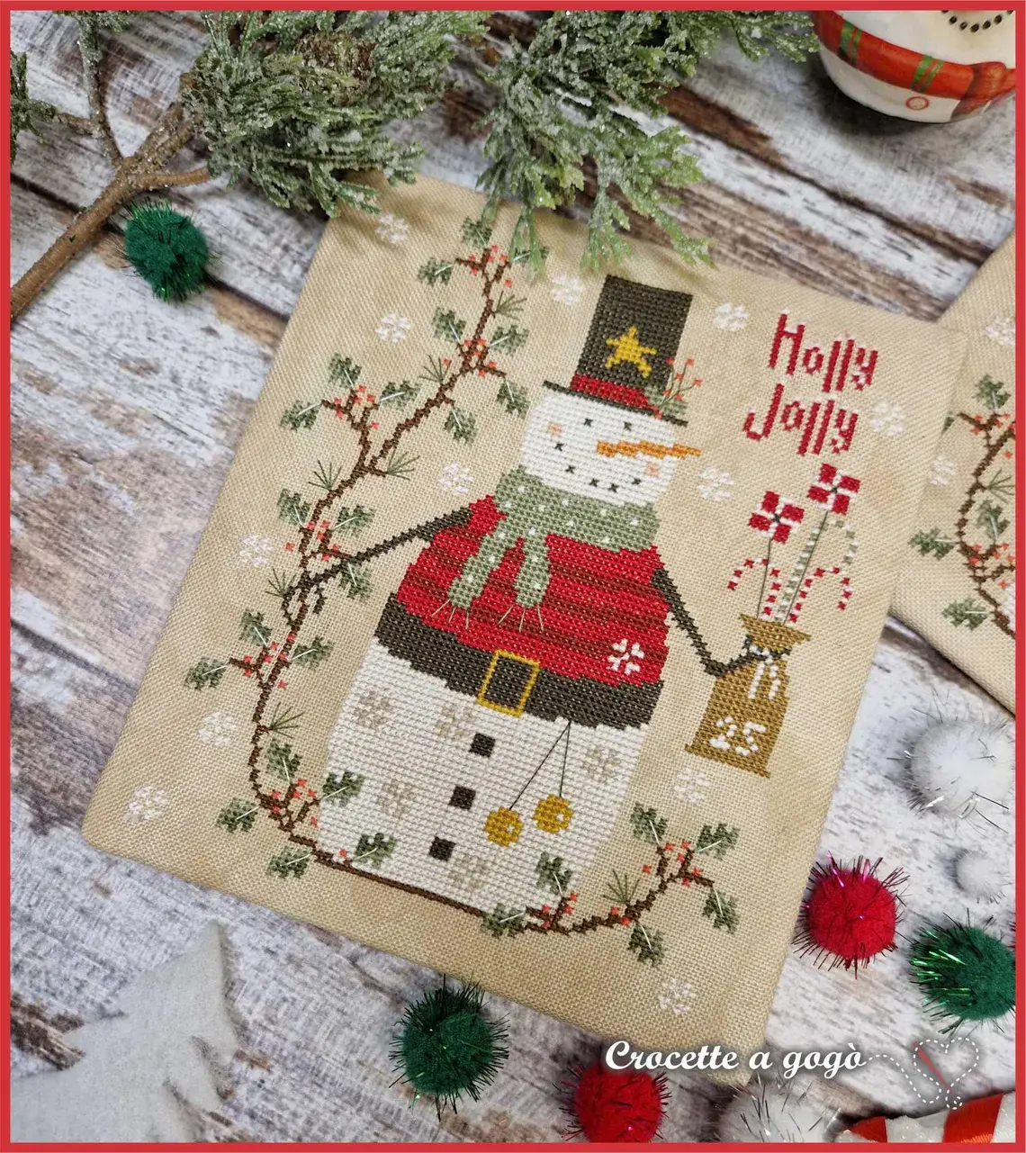 Holly jolly fiche ou kit de point de croix crocette a gogo 1