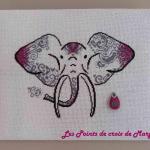 L'Eléphant + perle Les Points de Croix de Mary