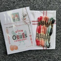 **KIT** Les Oeufs Fermiers G040 Lilipoints avec Torchon Graziano et Fils DMC