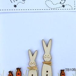 Boutons en bois Lapins et carottes TB10B