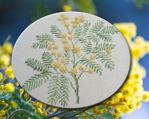 Le mimosa n 1080 fiche de point de croix au fil de martine