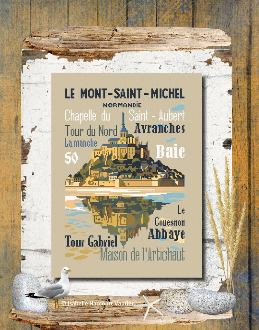 Le mont saint michel bdn86 fiche ou kits de points de croix isabelle haccourt vautier