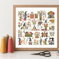 Les gnomes et l art du fil ft123 fiche ou kit de point de croix de broderie jardin prive