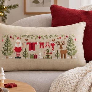 Lessive de noel ft125 fiche ou kit de point de croix de broderie jardin prive