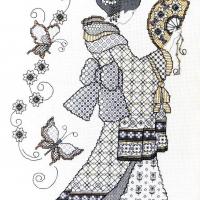 Fiche de broderie blackwork oriental charme charme orientale lesley teare