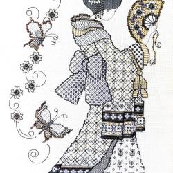 Fiche de broderie blackwork oriental charme charme orientale lesley teare