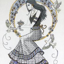 Blackwork Autumn Lady 'Belle de L' Autumn' Lesley Teare