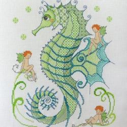 Ljt363 blackwork seahorse and friends fiche broderie lesly teare