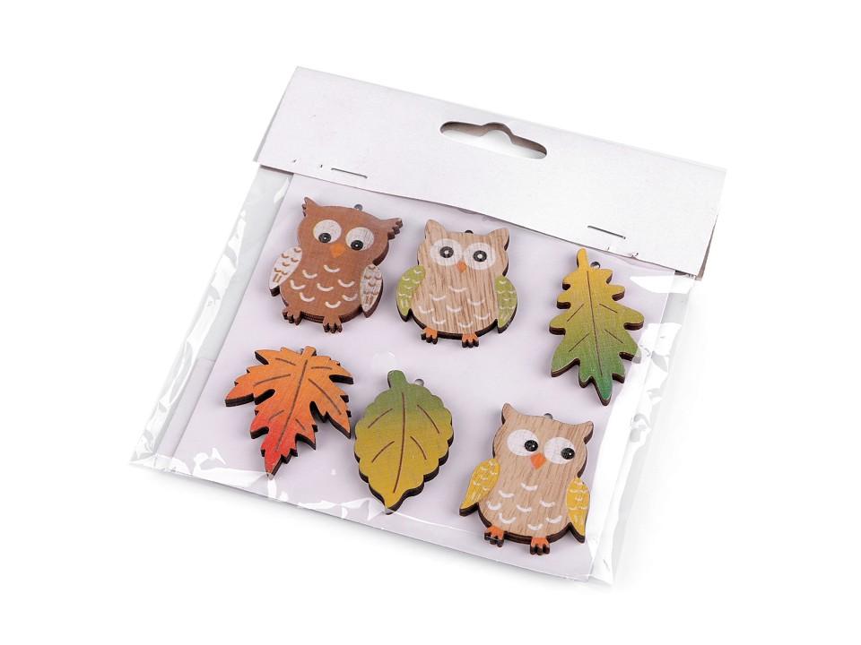 Lot 6 pendouilles en bois herisson automne 2