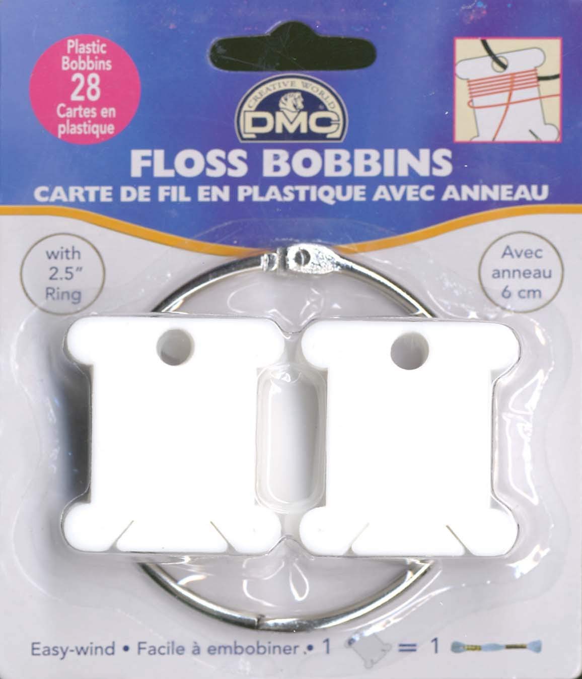 Lot de 28 cartes plastiques avec anneau metal 6 cm 6105 dmc