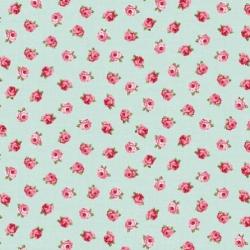 Tissu Patchwork Love Song Little Roses Light Teal