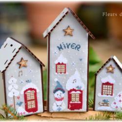 Trio de nichoirs hiver N° 178 Fleurs de Lin