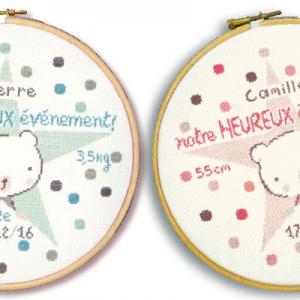Fiche broderie notre heureux evenement b020 lilipoints naissance