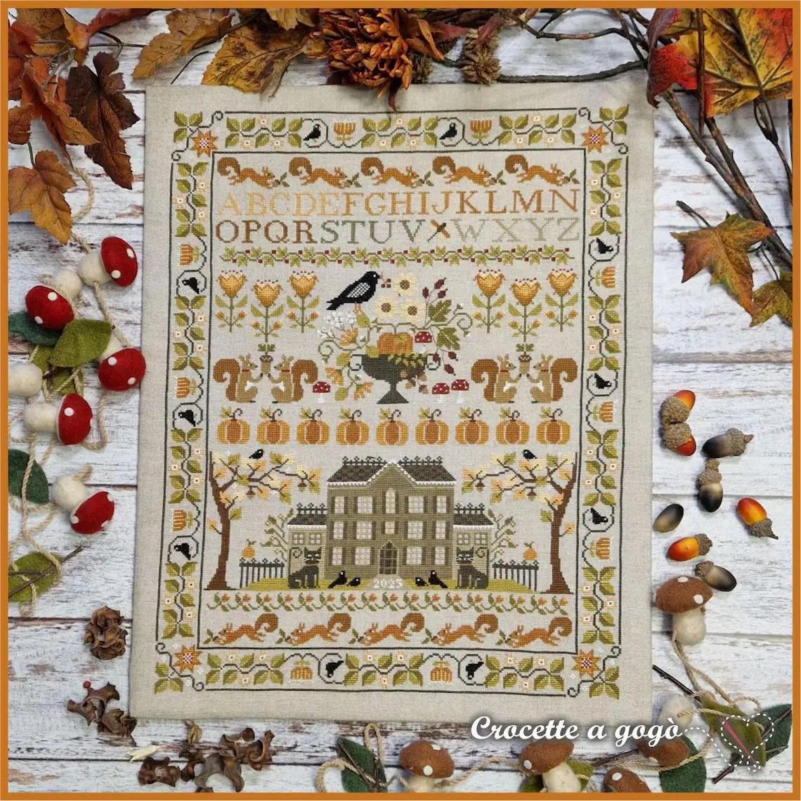 October sampler fiche ou kit de point de croix crocette a gogo 1