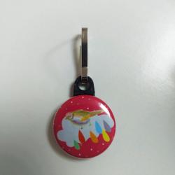 Tirette zip  badge fermeture éclair Oiseau sur Fond Rouge