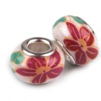 Lot de 2 Perles Porcelaines Rouges 10x14 mm