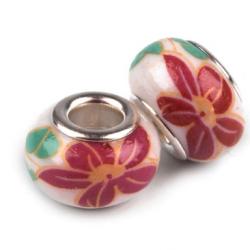 Lot de 2 Perles Porcelaines Rouges 10x14 mm