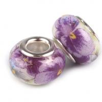 Lot de 2 Perles Porcelaines Violettes 10x14 mm