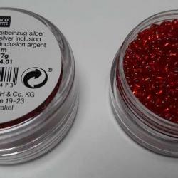 Perles de Rocailles Rouge Inclusion Argent 2mm Rico Design 7091.04.01