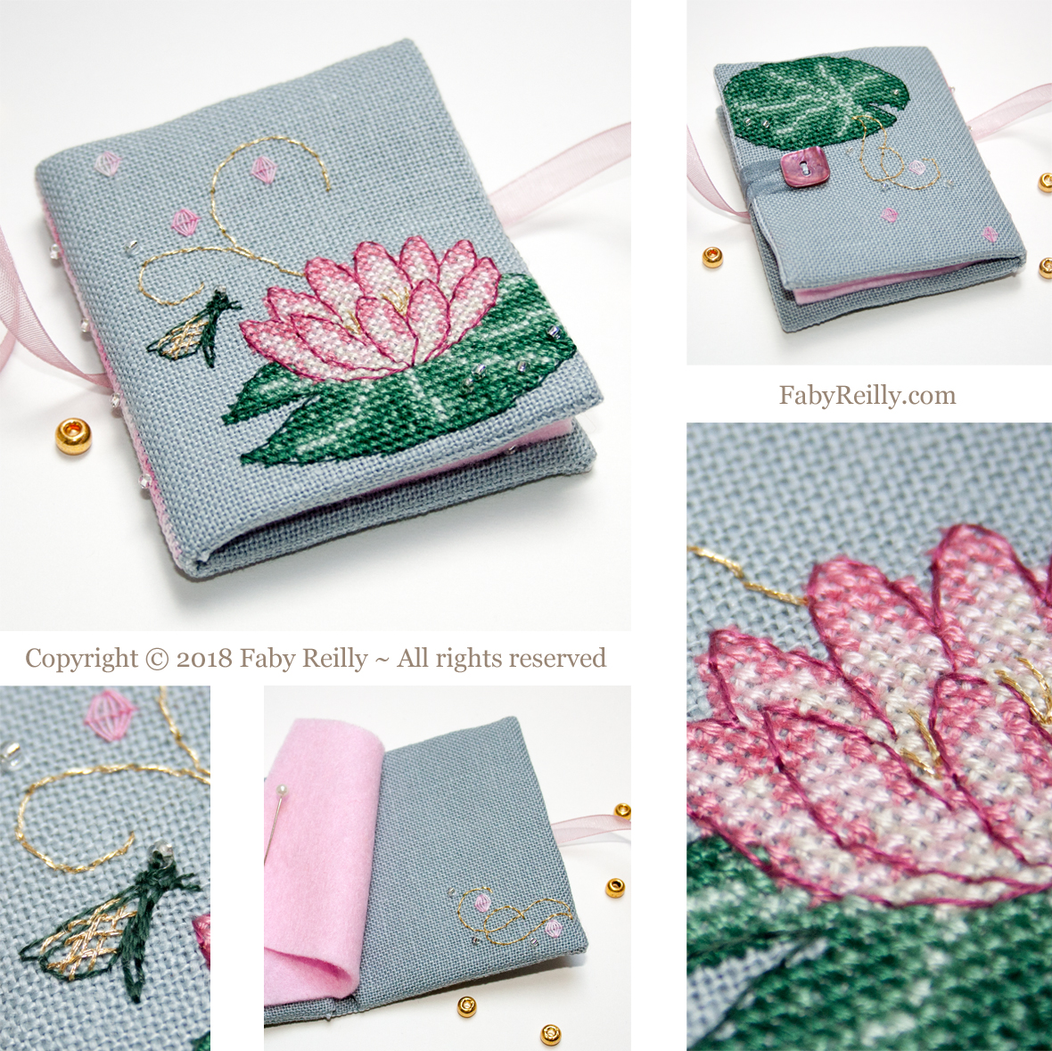 Pink lotus needlebook faby reilly designs