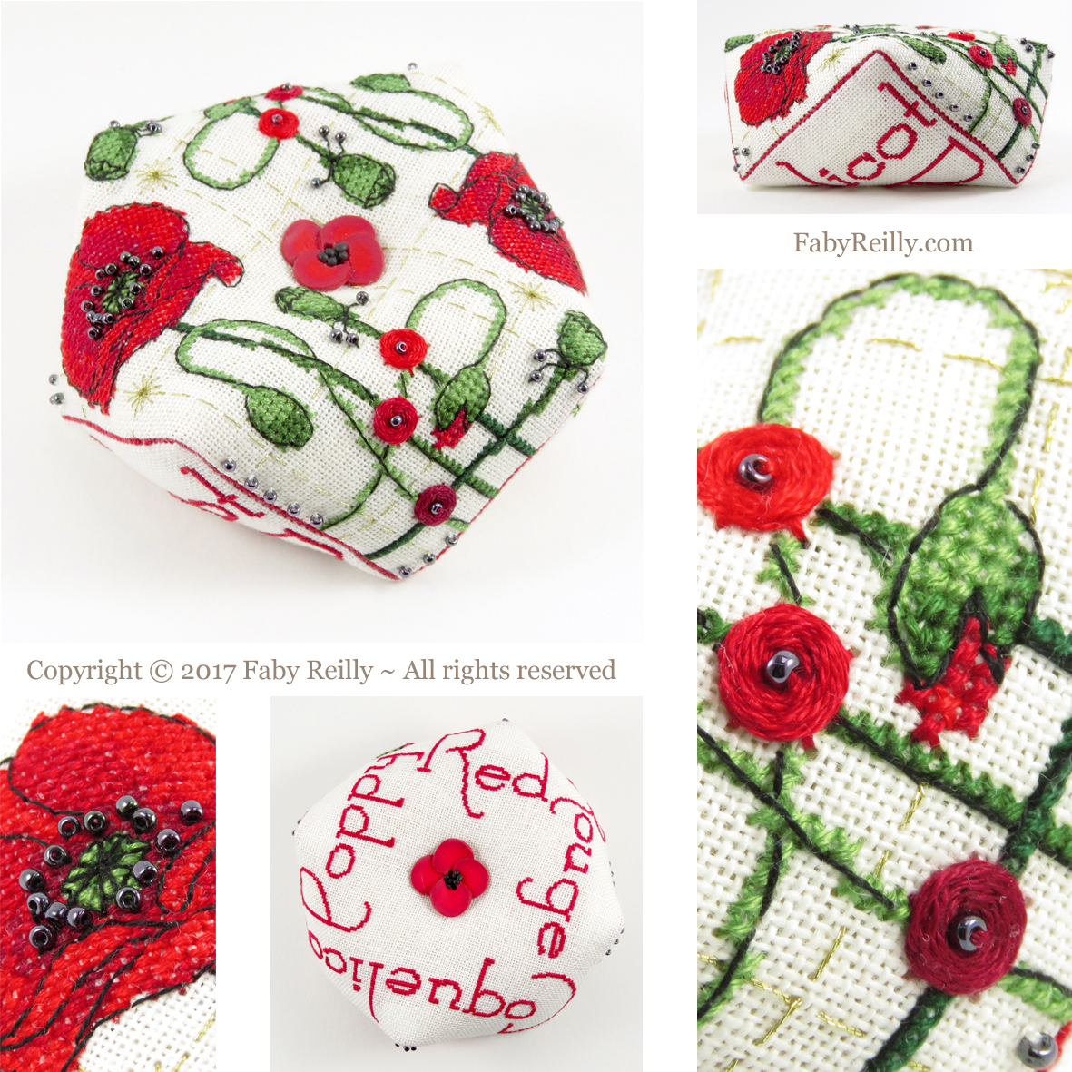 Poppy biscornu faby reilly designs