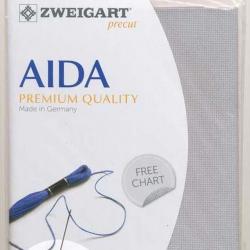 Precut Toile à Broder Zweigart Fein Aïda 7 Pts 3793 Gris Argent 705 48x53 cm