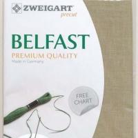 Precut toile a broder zweigart lin belfast 12 6 fils kaki clair 323 48x68 cm 1