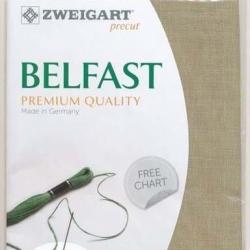 Precut Toile à Broder Zweigart  Lin Belfast 12,6 Fils Kaki Clair 323 48x68 cm