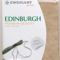 Precut toile a broder zweigart lin edinburgh 14 fils vintage country moka 3009 48x68 cm 1