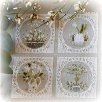 Fiche de broderie printemps blanc 249 fleurs de lin