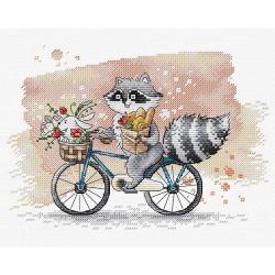 Promenade a velo du raton laveur kit de point de croix mp studia sm 421