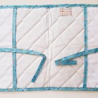 Protege carnet de sante a broder en tissu bleu 1