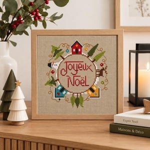 Ronde de noel ft126 fiche ou kit de point de croix de broderie jardin prive