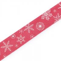 Ruban de noel etoile blanche sur fond rouge 15mm 1