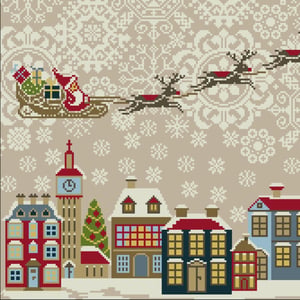 Santa claus is coming to town le pere noel arrive en ville historische stickmuster