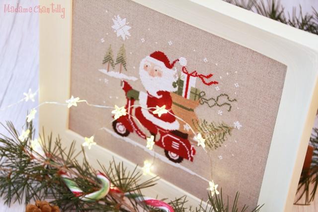 Santa on a vespa madame chantilly cross stitch charts10