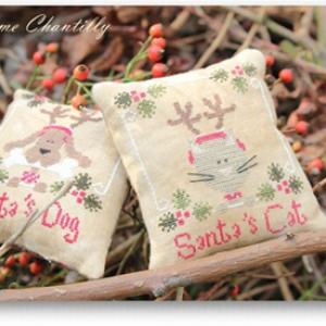 Fiche de broderie santa s cat dog de madame chantilly 1