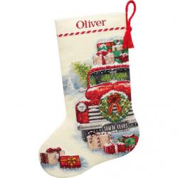 Santa s truck stocking chaussette du pere noel kit de point de croix dimensions 1