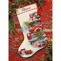 Santa's Truck Stocking 'Chaussette du Père Noël'  - Kit de Point de Croix - Dimensions
