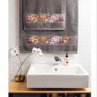 Serviette eponge a broder 50x100 gris anthracite rico design 141032