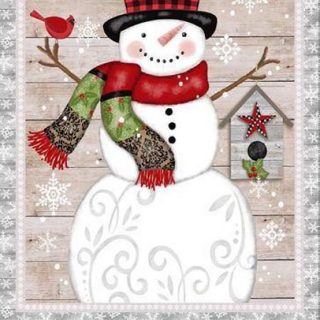 Tissu Patchwork Snow Place Like Home Gray Snowman Panel 4895-007