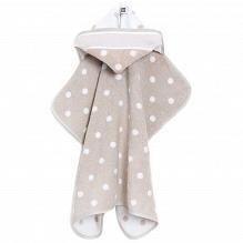 Sortie de bain beige a pois blanc avec capuche a broder pour bebe rico design
