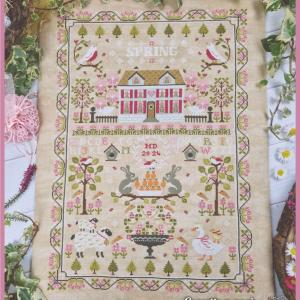 Spring sampler fiche ou kit de point de croix crocette a gogo 1