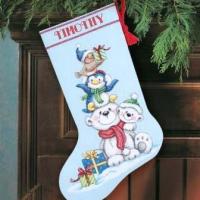 Stack of critters stocking chaussette du pere noel kit de point de croix dimensions