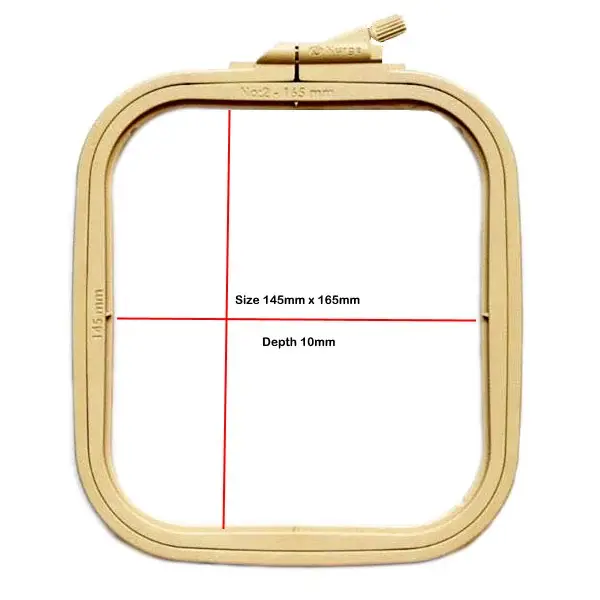 Tambour plastique rectangulaire nurge a broder 14 5x16 5 cm 1
