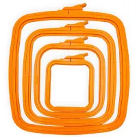 Tambour plastique rectangulaire nurge a broder 95x110x10mm orange
