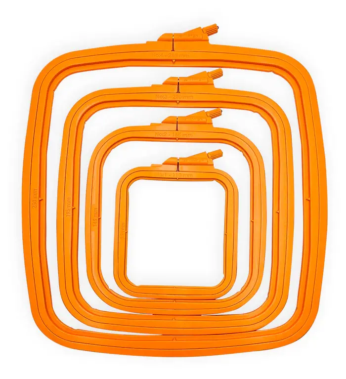 Tambour plastique rectangulaire nurge a broder 95x110x10mm orange