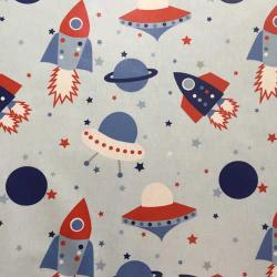 Tissu Fryett's enduit rockets multicol