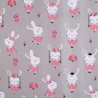 Tissu lapins gris 1