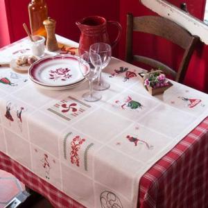 Tissu nappe damier ecru